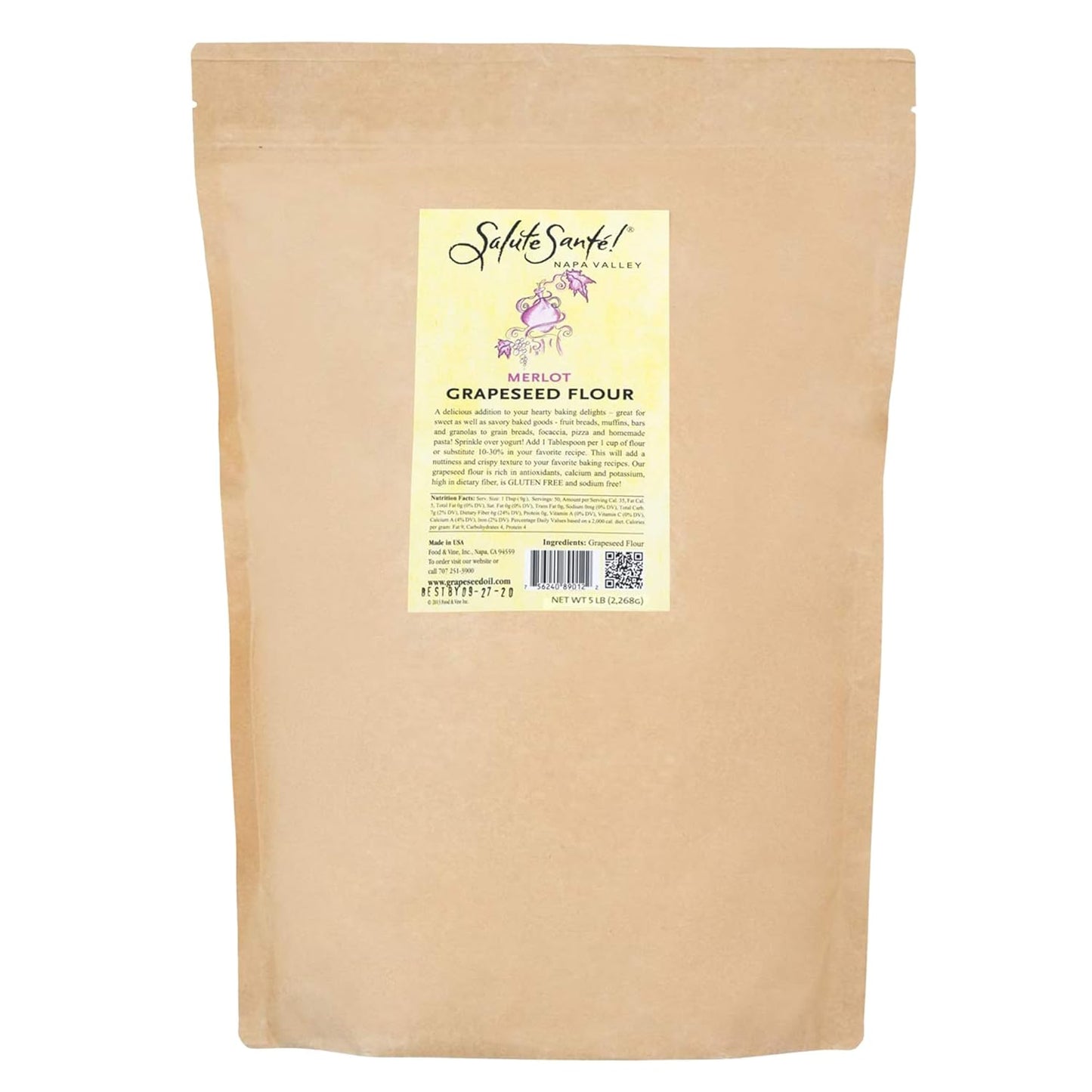 Merlot Grapeseed Flour 5 LB