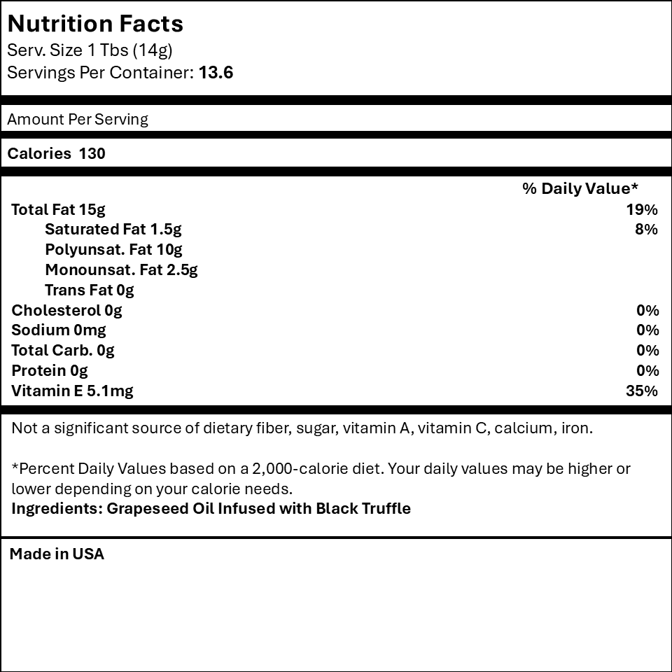 Infused Black Truffle Grapeseed Oil