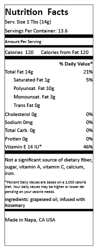Rosemary Grapeseed Oil 200ml bottle